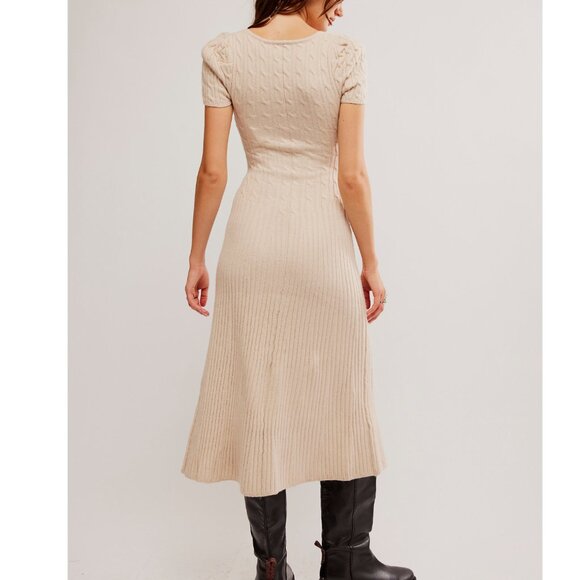 FREE PEOPLE Madsen Midi Dress / Oatmilk - Picture 3 of 10